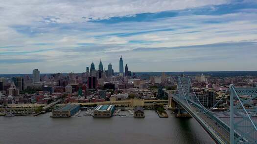 Philadelphia skyline from Delaware River