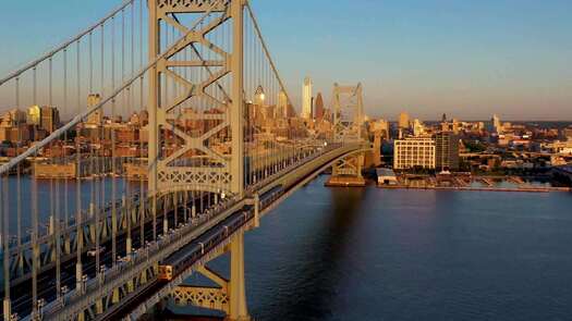 Philadelphia skyline from Delaware River