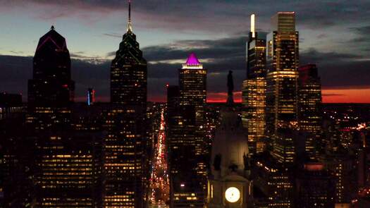 Skyline City Hall sunset