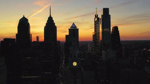 Skyline City Hall sunset