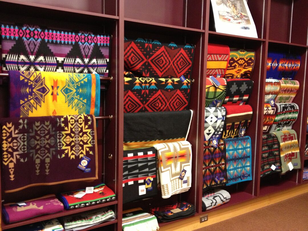 Museum Store wall of blankets