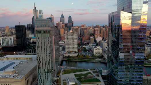 Philadelphia skyline looking east from Cira Green