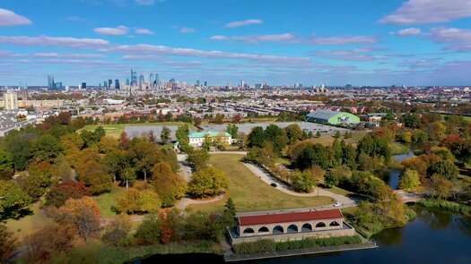 Skyline fall from FDR Park