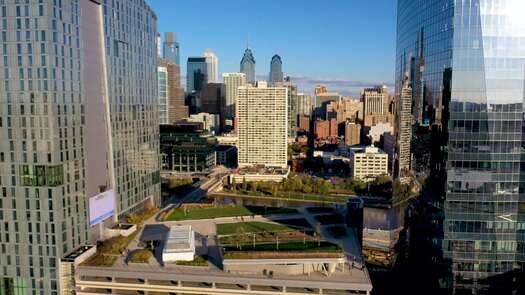 Philadelphia skyline looking east from Cira Green