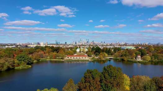 Skyline fall from FDR Park