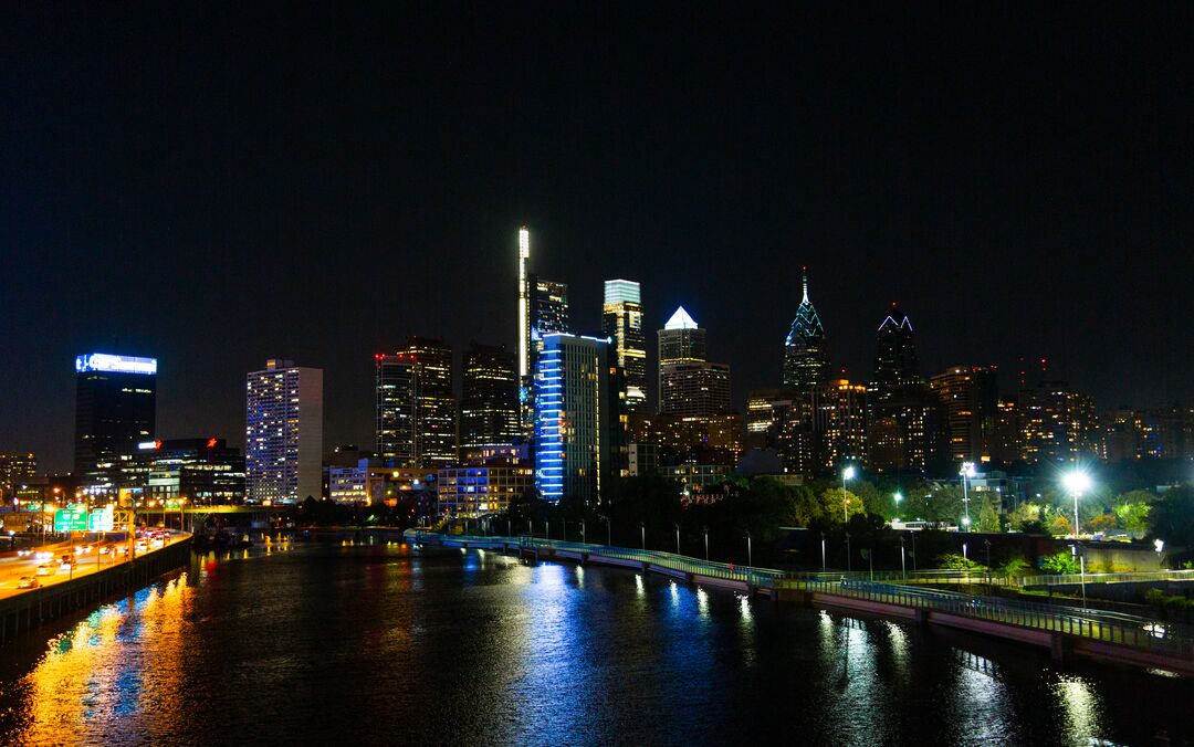 Philadelphia Skyline From South Street Bridge