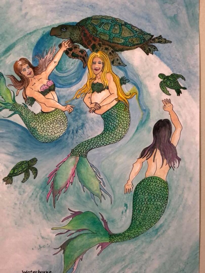 Pregnant mermaid with turtles  mermaids