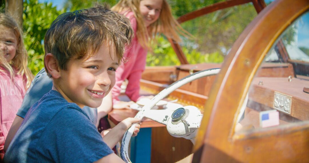 Kids on Boat at the Bridge Tender Inn