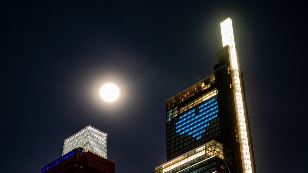 Philly Shines Blue, Skyline with Comcast Technology Center