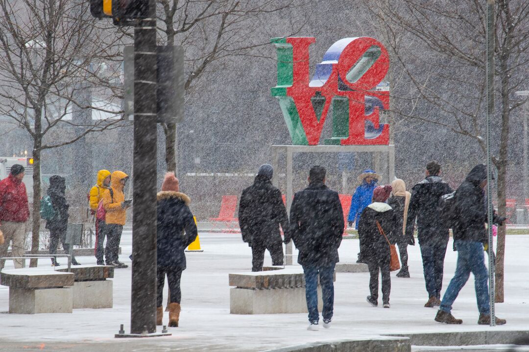 Snow at LOVE Park