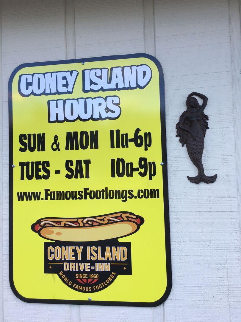 Coney Island Hot Dogs Sign