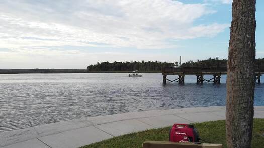 Bayport Pier Sm Boat Pass Behind