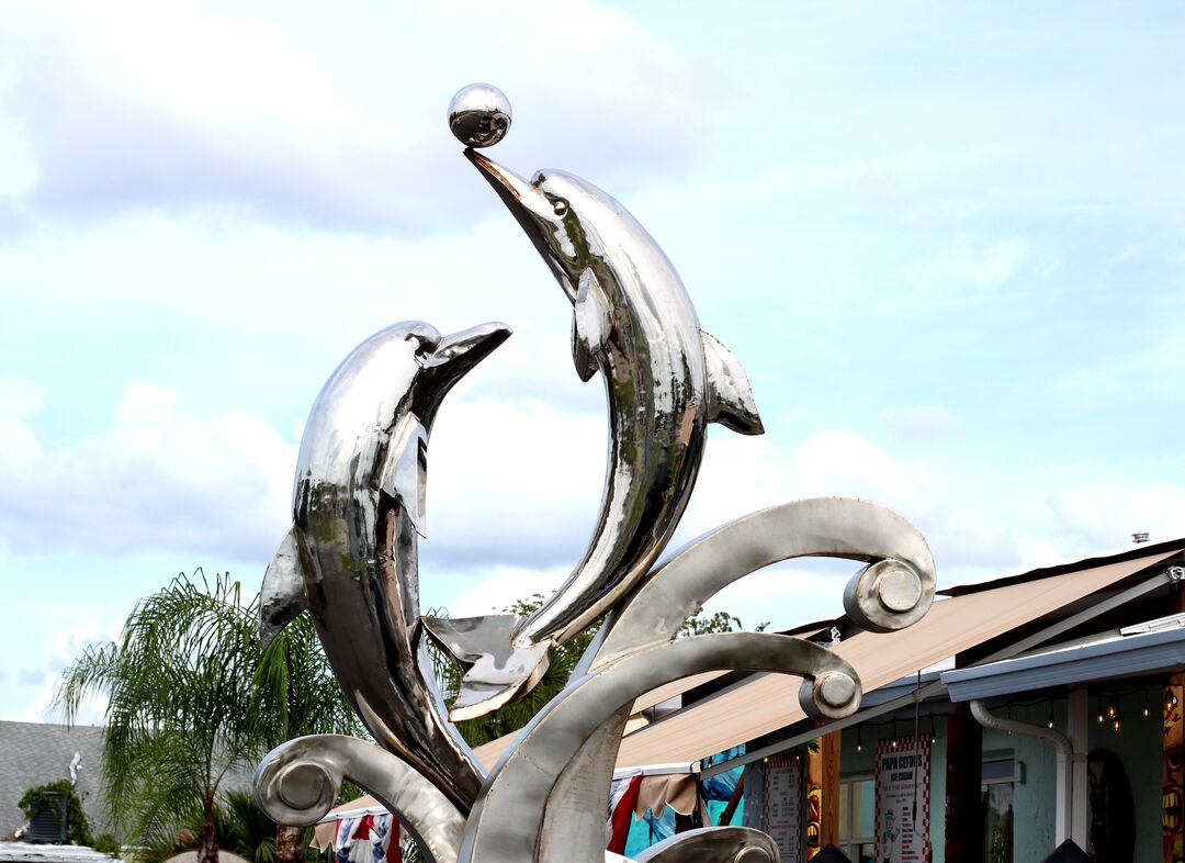 Silver Dolphin Rest Sculpture