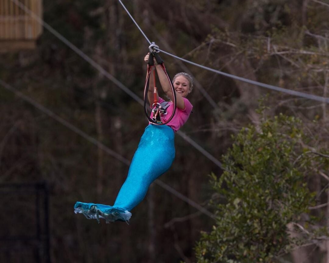 Ziplining Weeki Wachee Mermaid