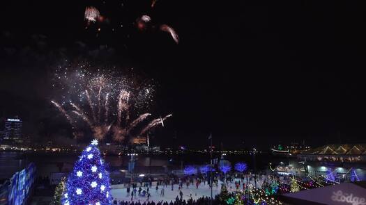 New Years Eve fireworks on the waterfront