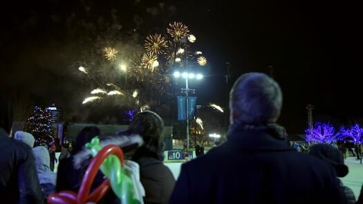 New Years Eve fireworks on the waterfront