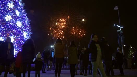 New Years Eve fireworks on the waterfront