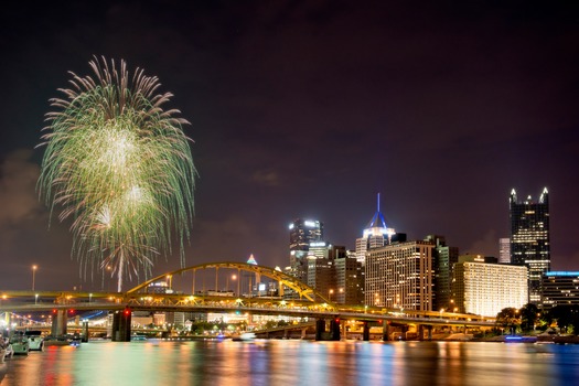 Skyline with Fireworks