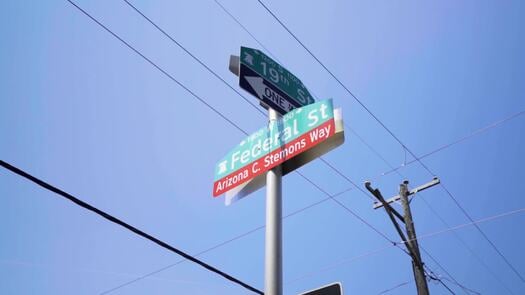 Arizona C. Stemons Way street sign