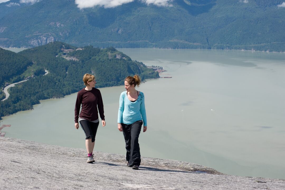 Hikers on The Chief with Howe Sound view