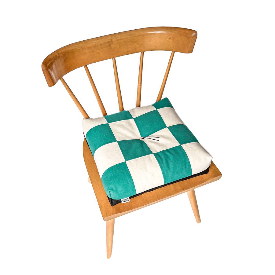 Peace Cabin's Lichen Natural Checkerboard Froebel cushion_Omoi Zakka Shop