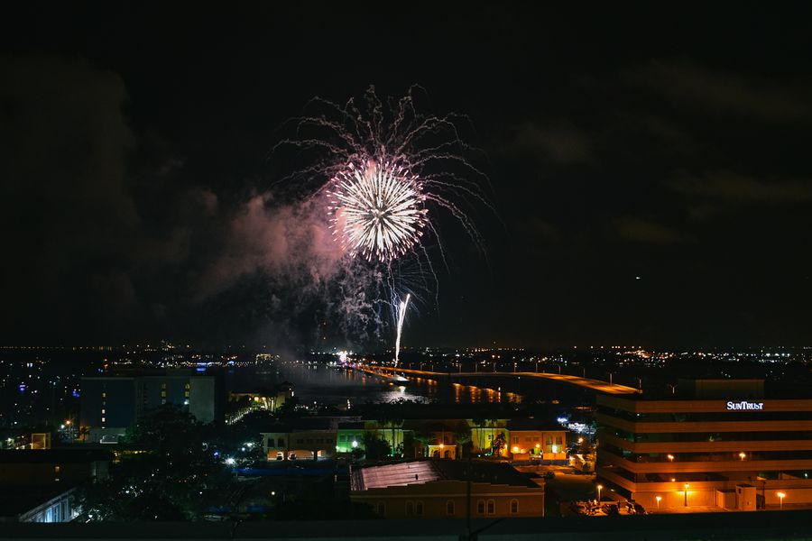 Fireworks over Manatee River