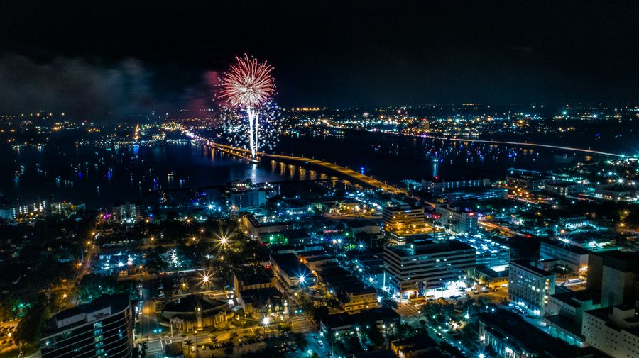 Fireworks over Manatee River
