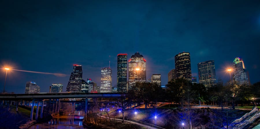 Downtown Skyline Buffalo Bayou Night