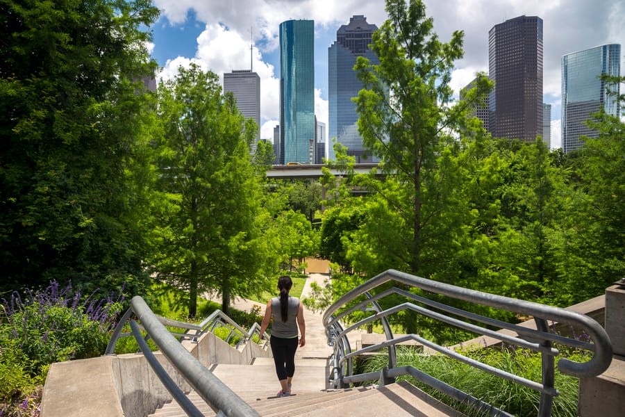 Buffalo Bayou Park Stairs Skyline
