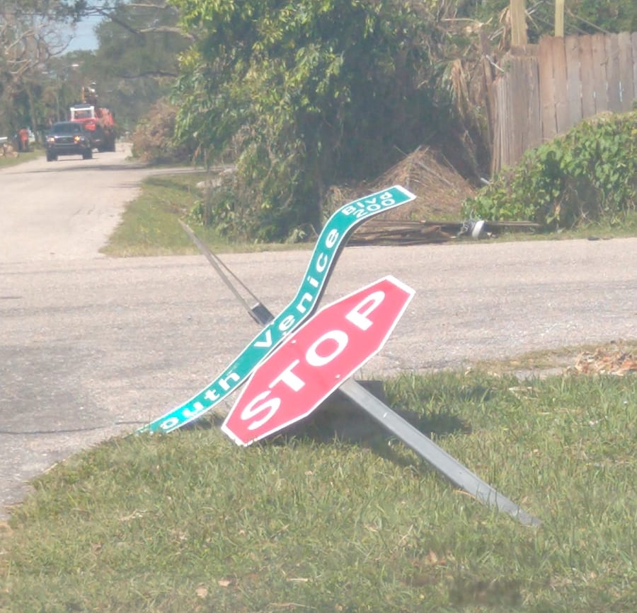 Hurricane Ian - street sign damage