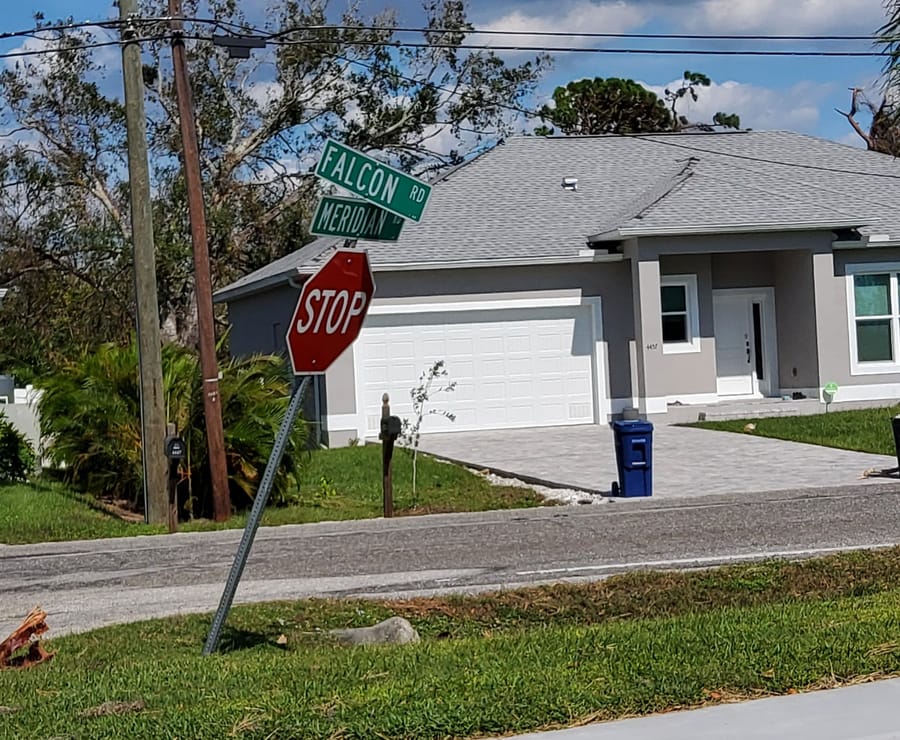 Hurricane Ian - street sign damage