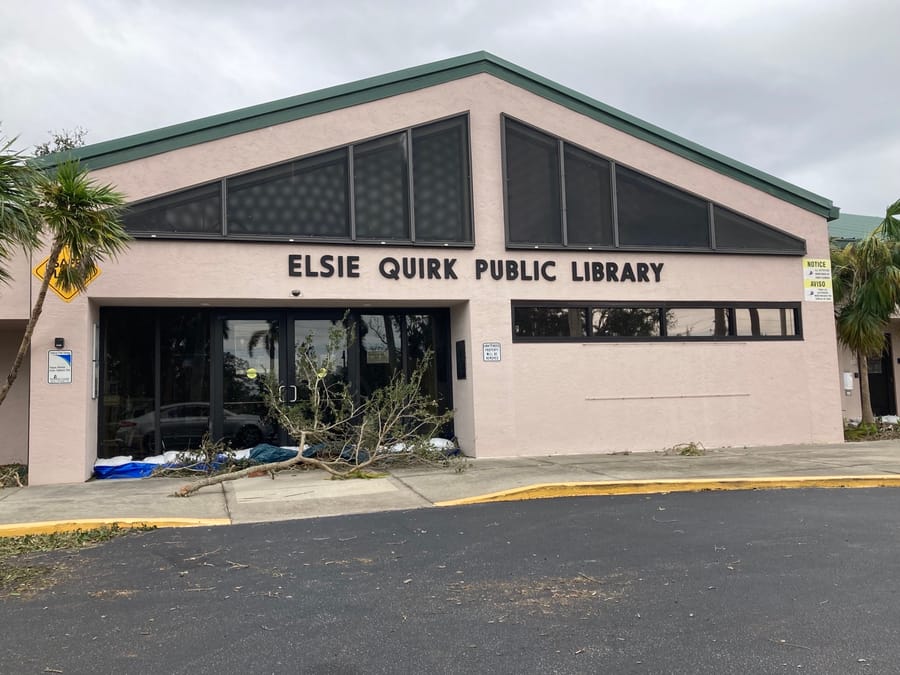 Hurricane Ian - Elsie Quirk Library damage