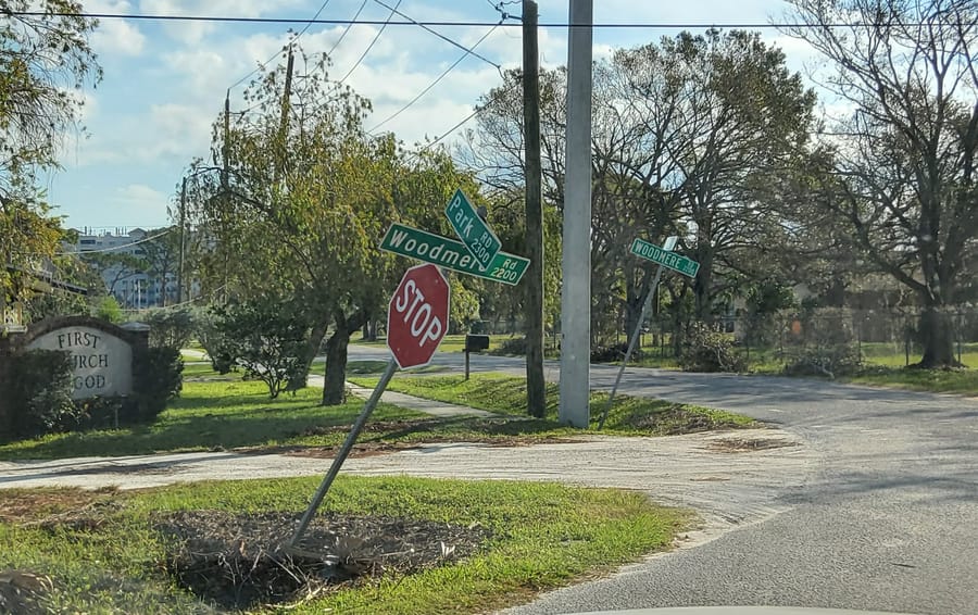 Hurricane Ian - street sign damage