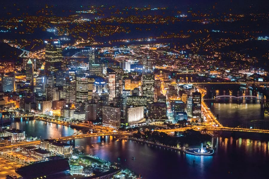 Pittsburgh from above the North Side at night