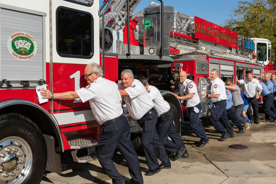 SCFD Tiller truck 'Push Back' Ceremony