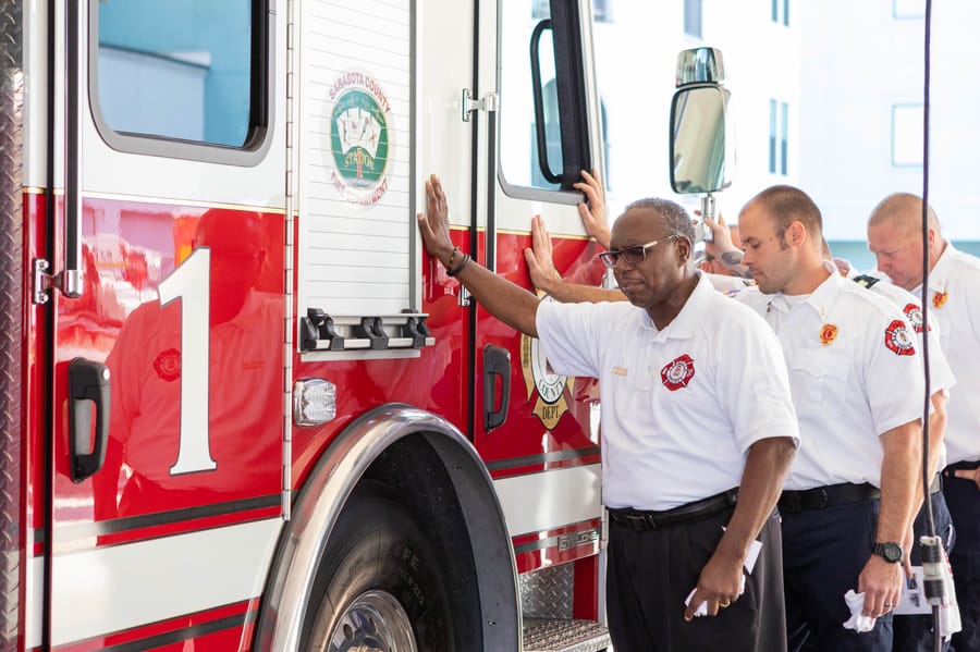 SCFD Tiller truck 'Push Back' Ceremony