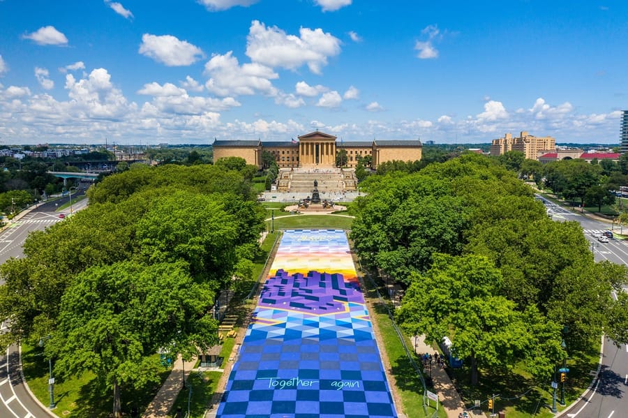 Philadelphia Museum of Art + Together Again Mural photo credit Elevated Angles for PHLCVB