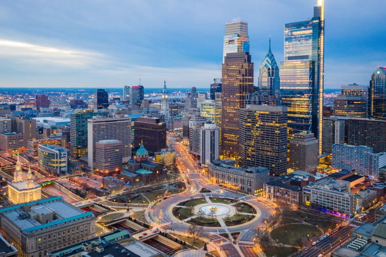 Aerial of Logan Circle Philadelphia