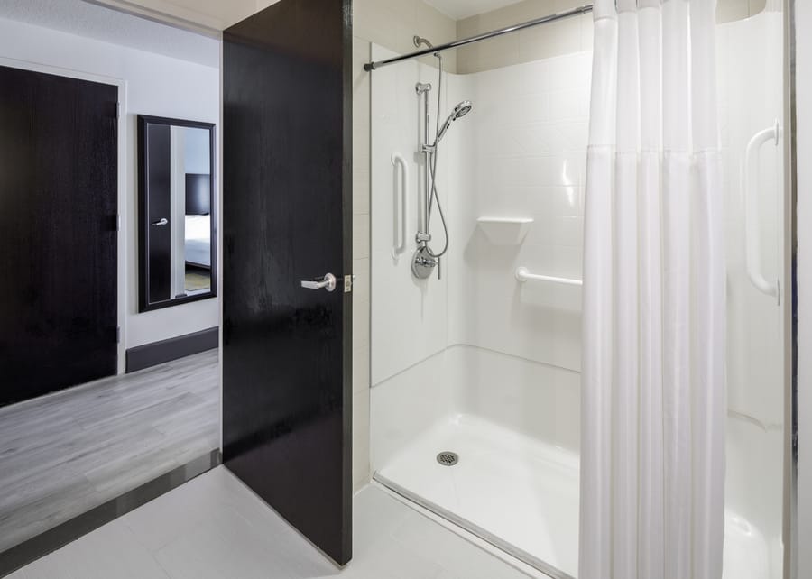 Guestroom 225-ADA King Roll-in Shower Bathroom